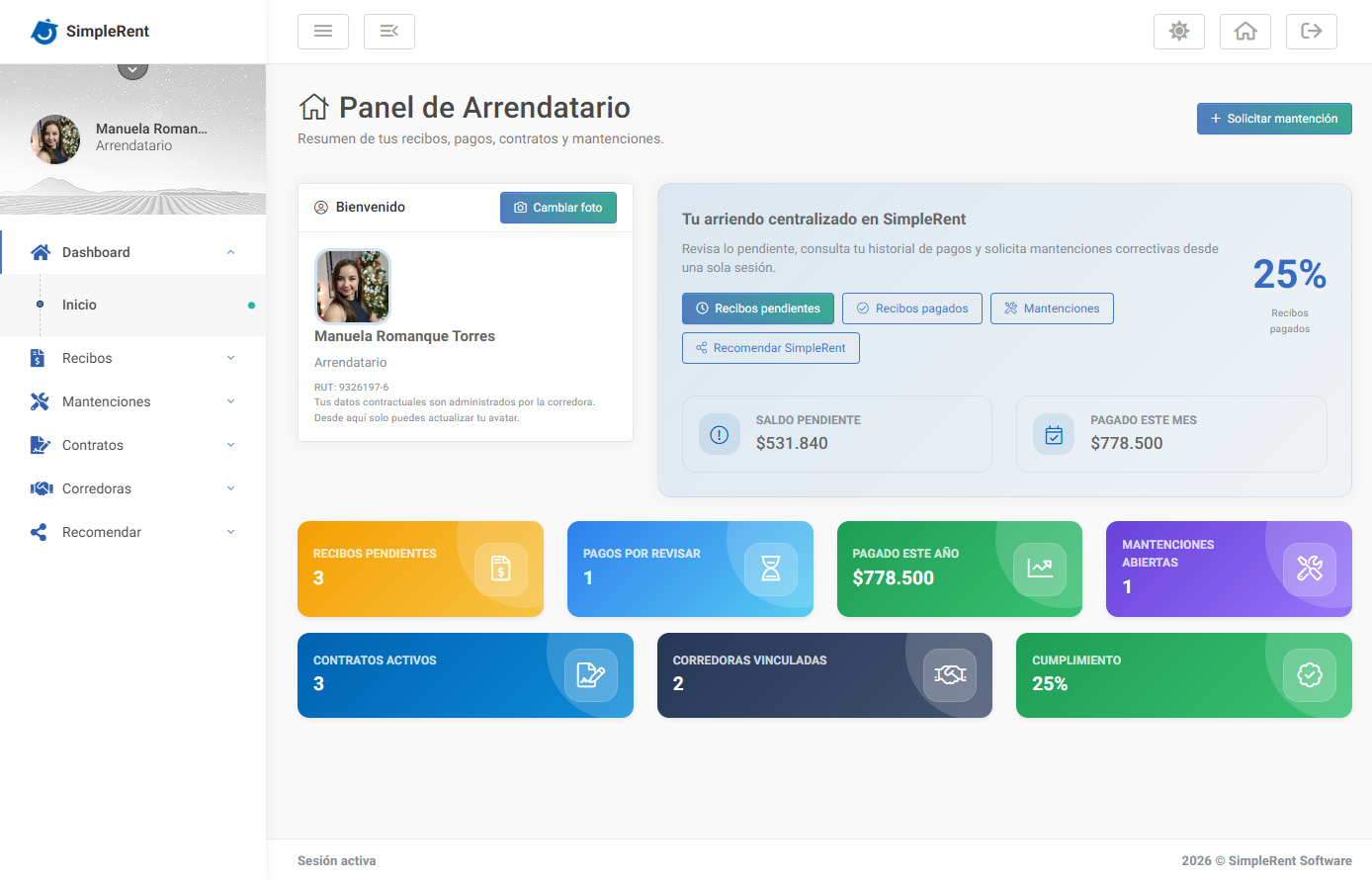 Portales para propietarios y arrendatarios en SimpleRent